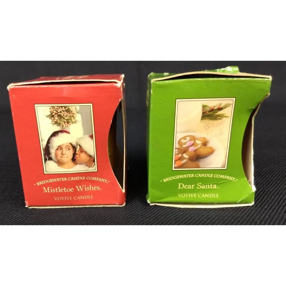 Bridgewater Candle Co Votive Candle Cubes Mistletoe & Santa 2oz Set/2 NOS‎ NEW